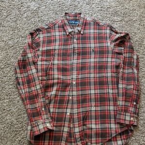 Polo by Ralph Lauren Men's Red and Green Plaid Shirt